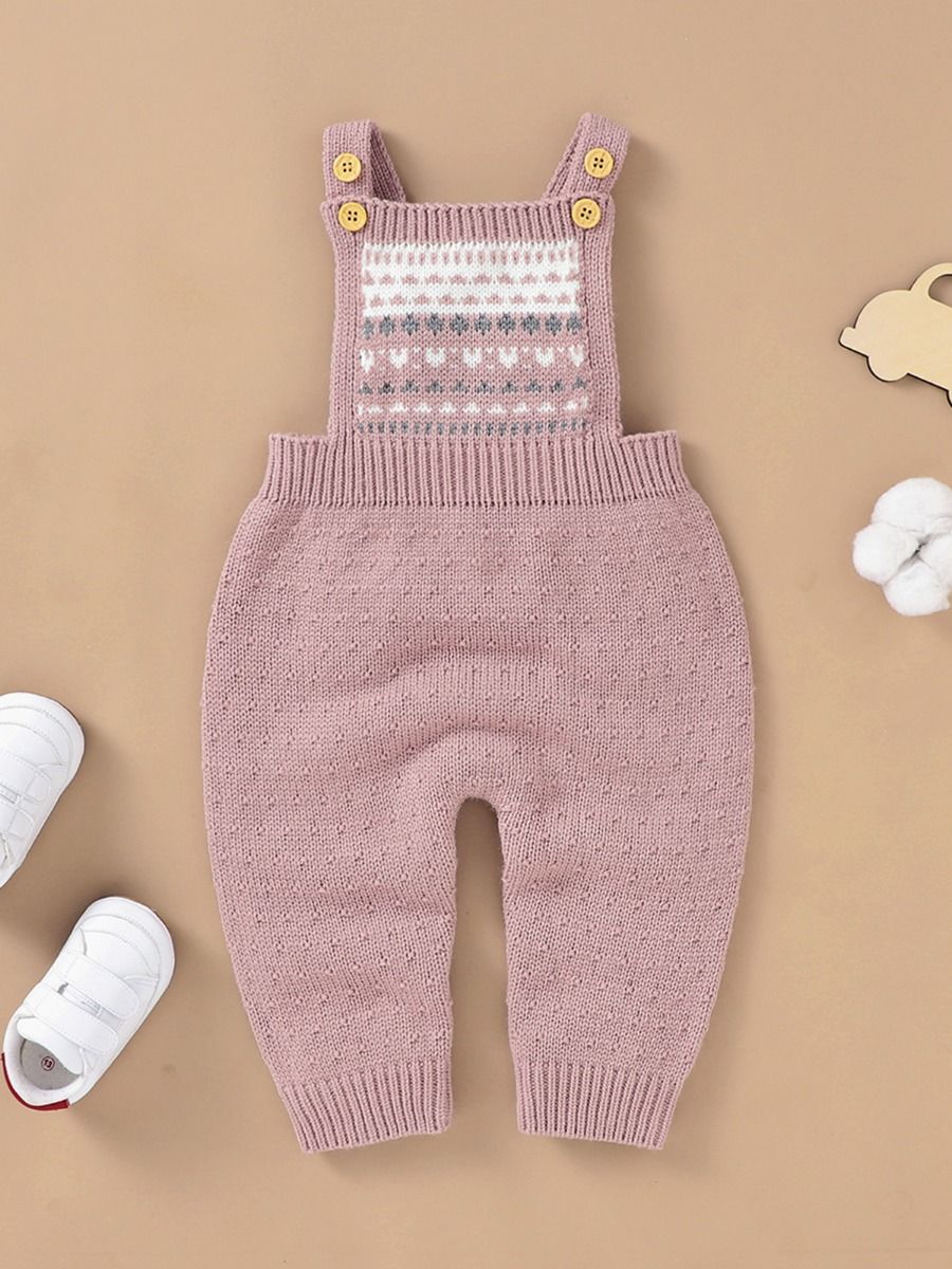 Pink knitted dungarees girls